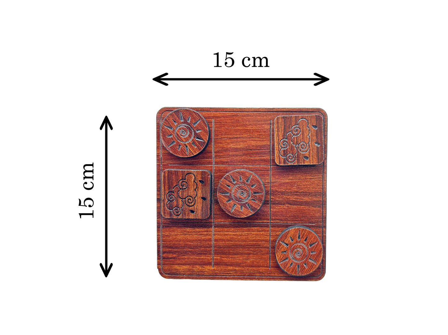 Wooden Tic Tac Toe Board Game – Sun & Cloud Design