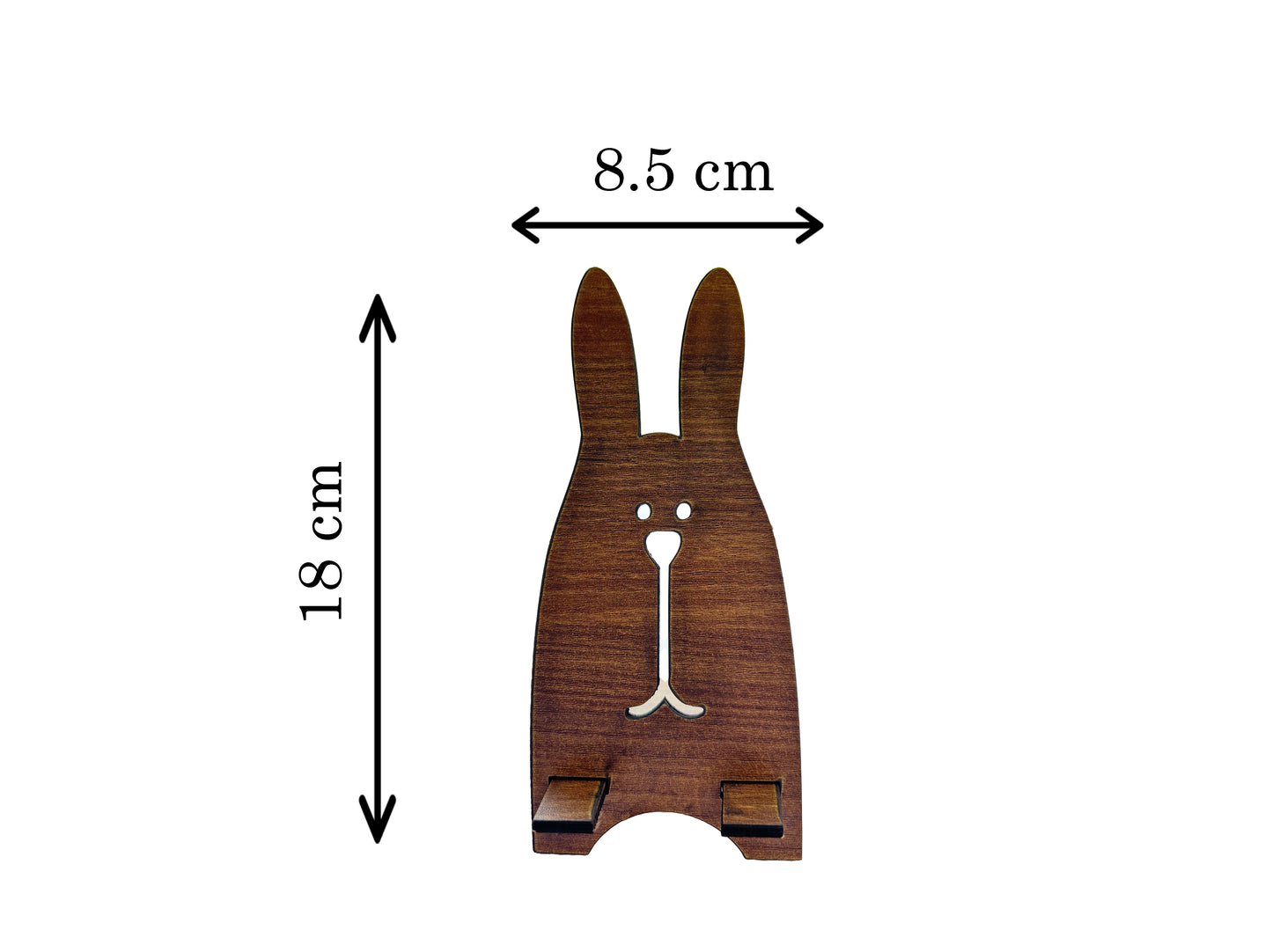 Wooden Bunny Phone Stand – Dark Brown