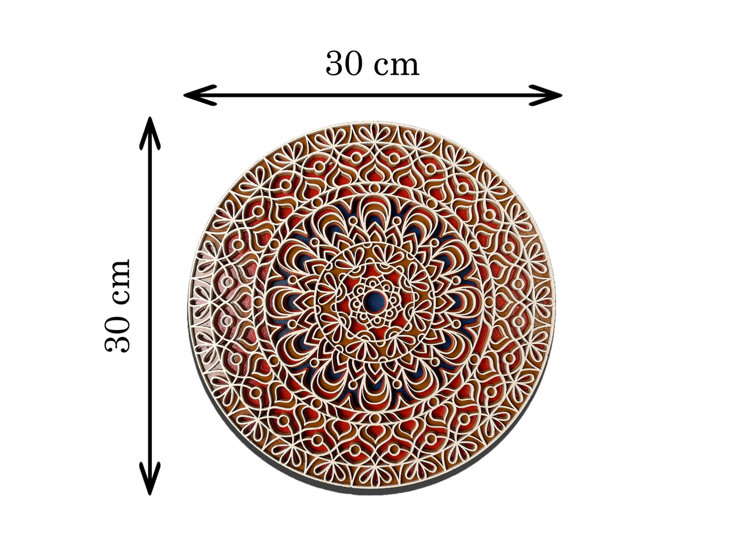 3D Layered Mandala Wall Art – Cream, Orange & Blue