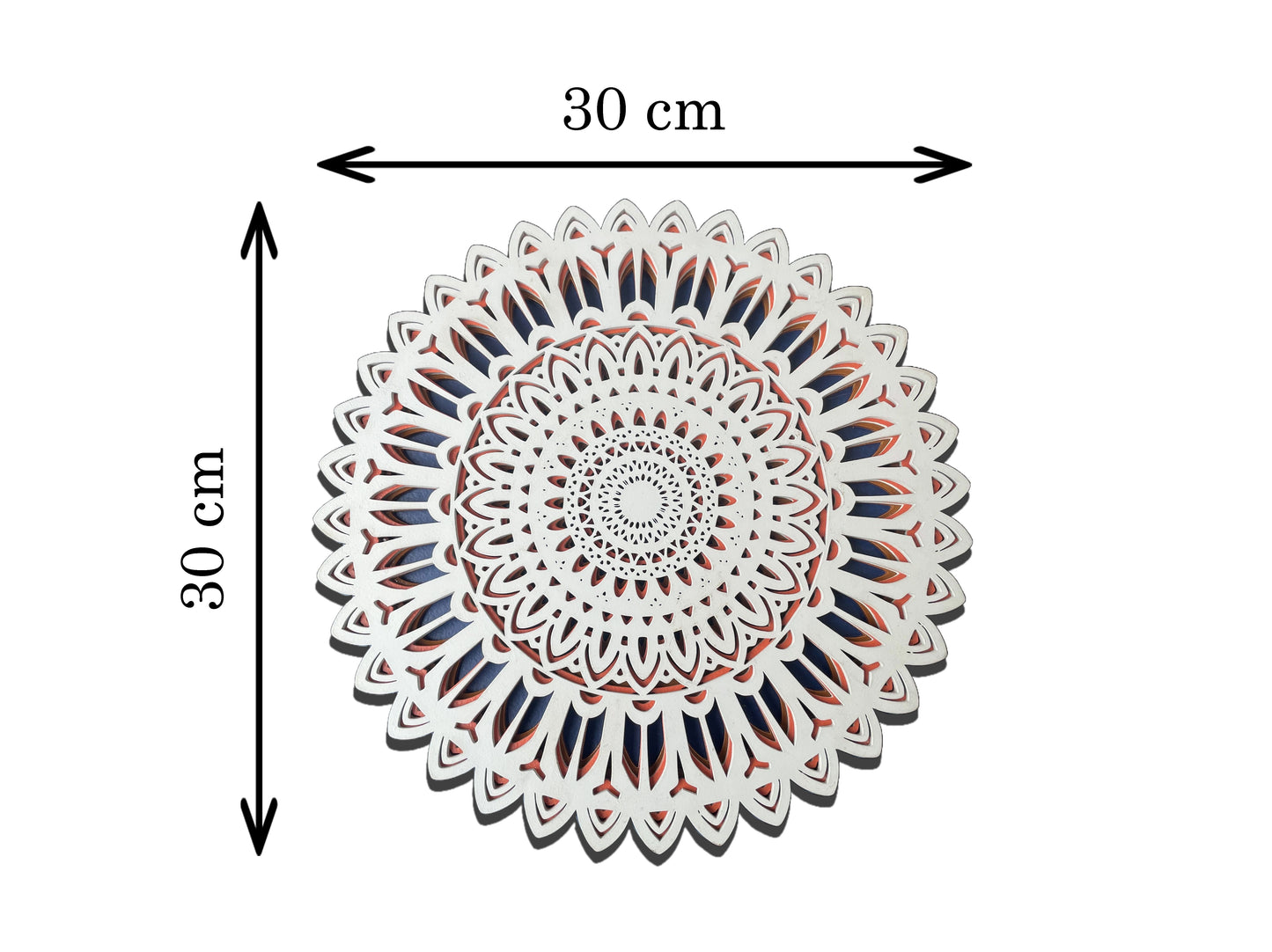 3D Layered Wooden Mandala Wall Art – White Floral Design