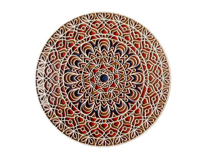 3D Layered Mandala Wall Art – Cream, Orange & Blue