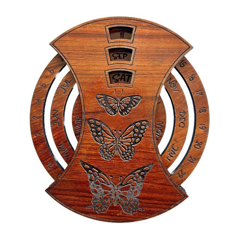 Rustic Wooden Wall Calendar – Butterfly Design