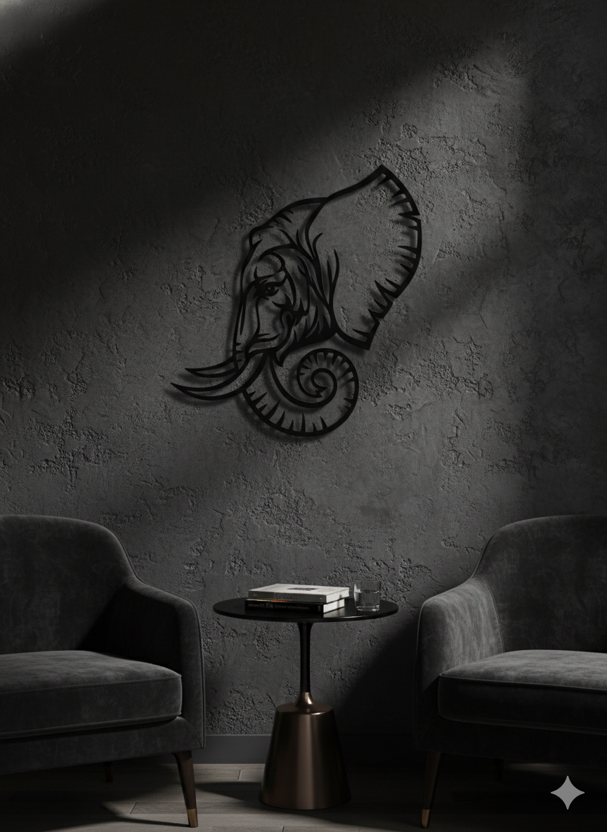 Majestic Elephant Wooden Wall Art – Premium Laminated MDF Decorative Wall Hanging (42 x 40 cm)