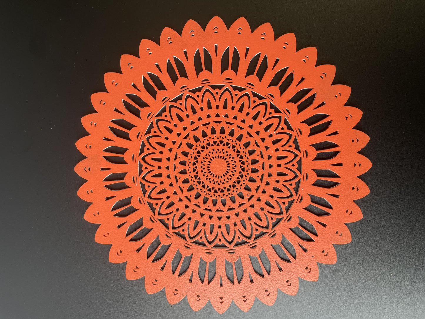 Decorative Wooden Wall Art – Orange Mandala Laser-Cut Design