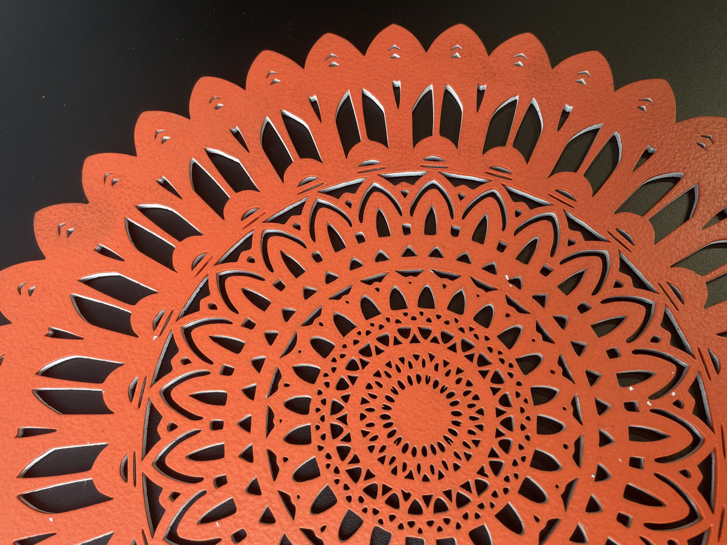 Decorative Wooden Wall Art – Orange Mandala Laser-Cut Design