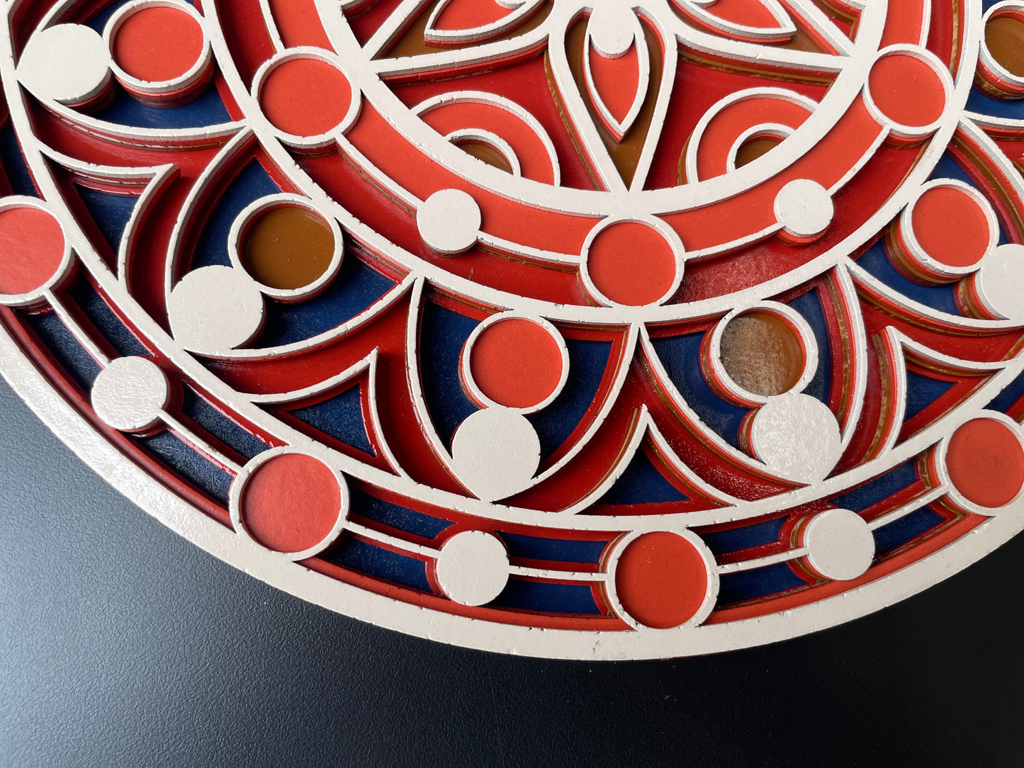3D Decorative Mandala Wall Art – Cream, Orange & Blue