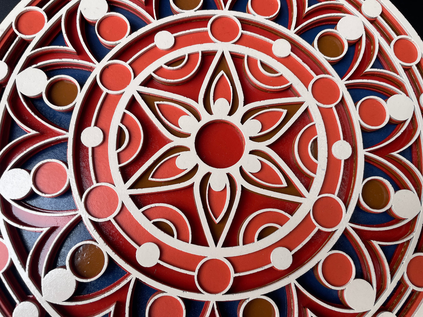 3D Decorative Mandala Wall Art – Cream, Orange & Blue