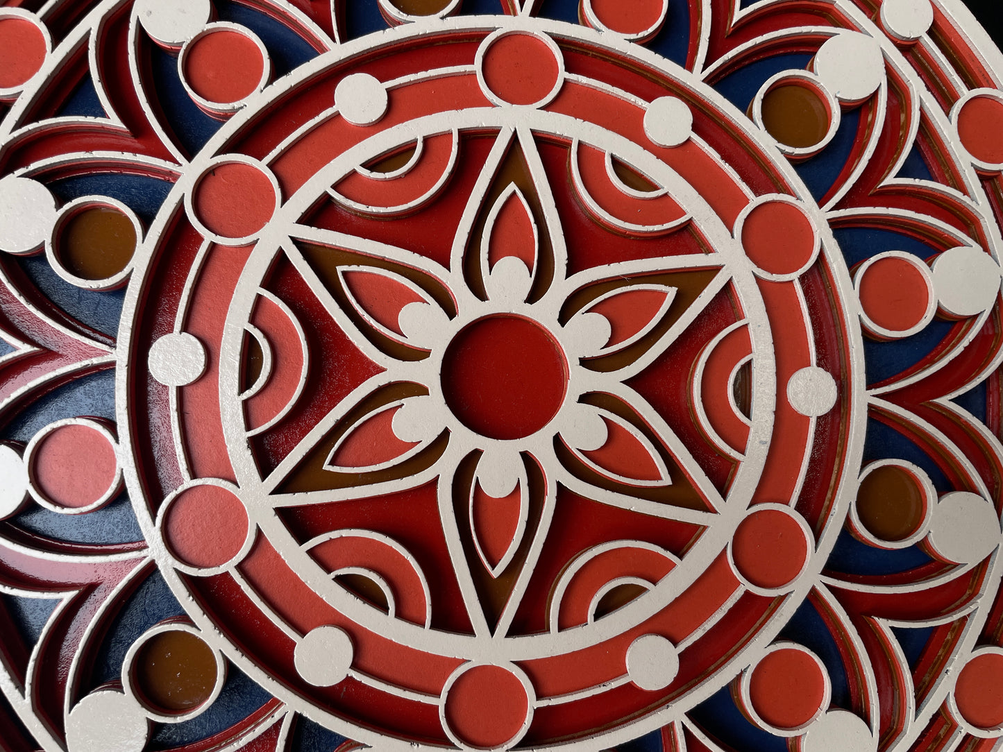 3D Decorative Mandala Wall Art – Cream, Orange & Blue