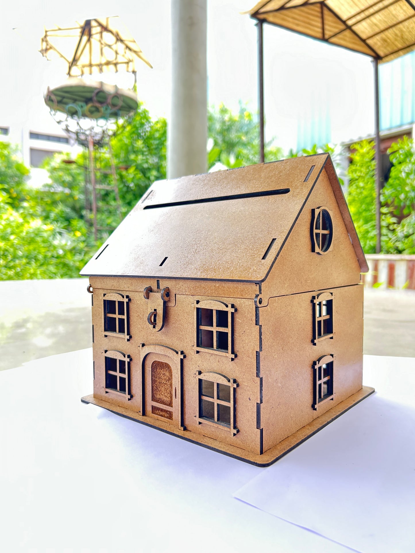 Wooden Dollhouse, Two-Story Cottage Style