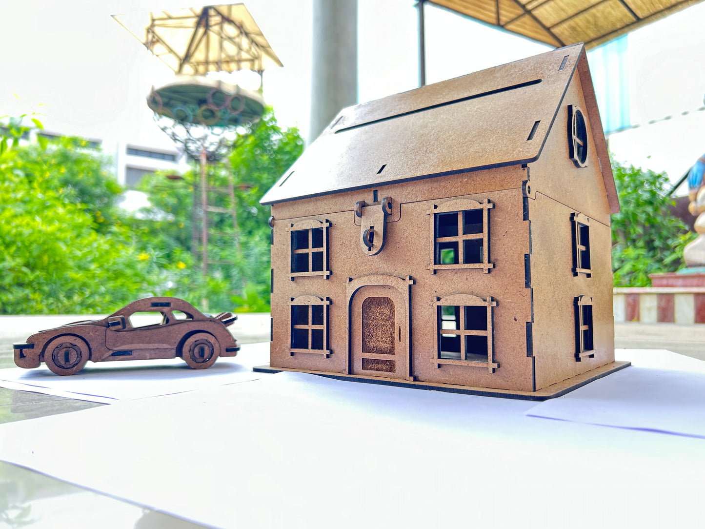 Wooden Dollhouse, Two-Story Cottage Style