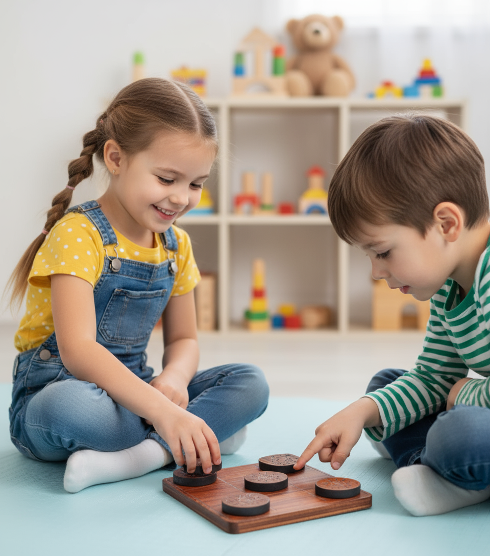 Wooden Tic Tac Toe Board Game – Sun & Cloud Design