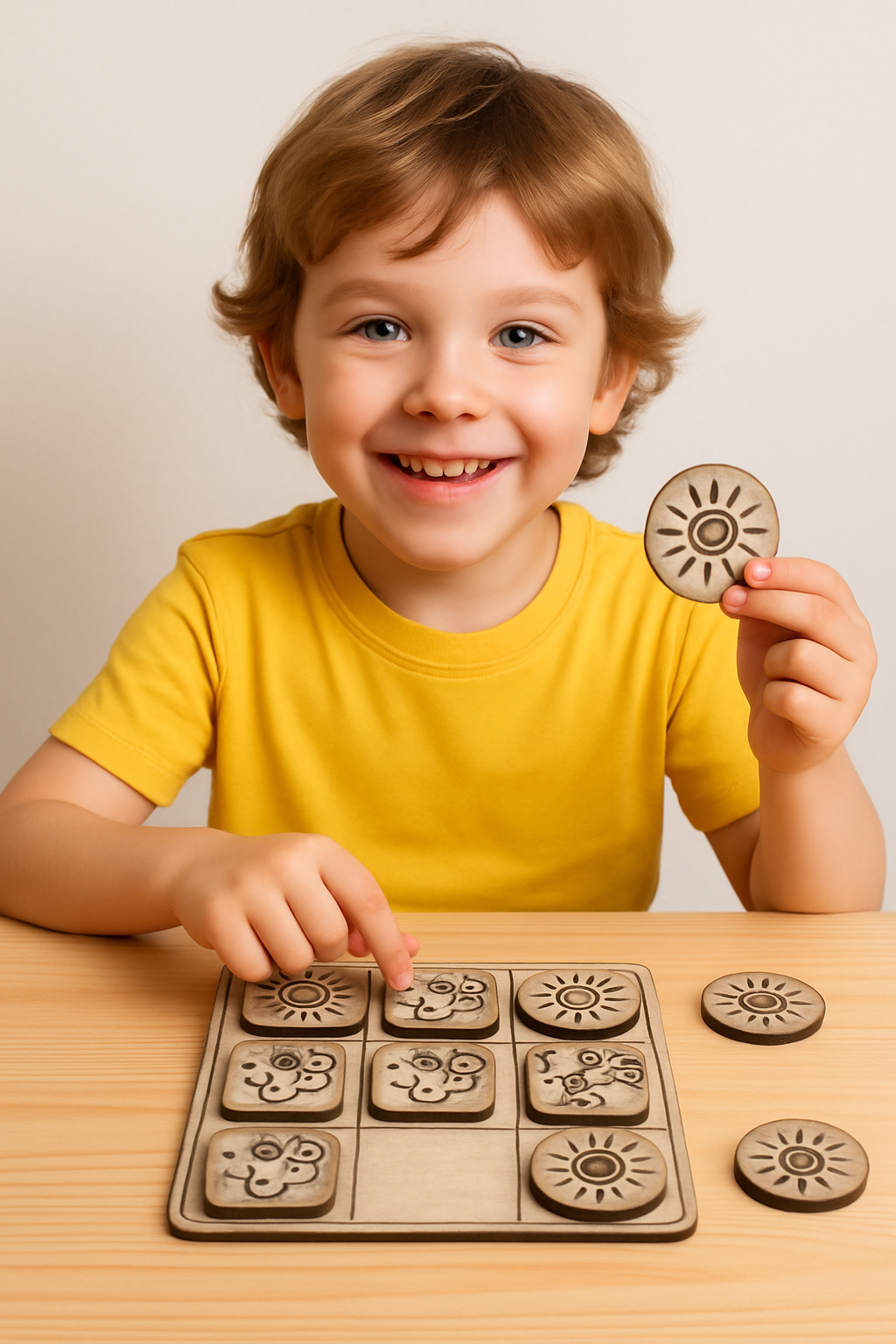 Wooden Tic Tac Toe Board Game – Sun & Cloud Design