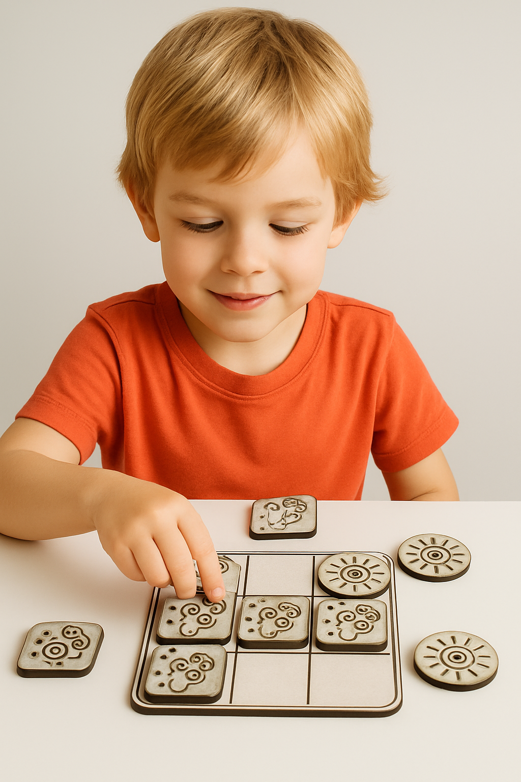Wooden Tic Tac Toe Board Game – Sun & Cloud Design