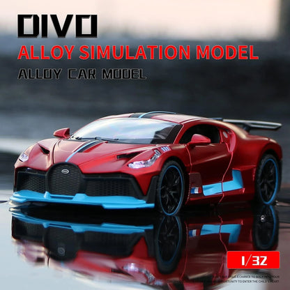 Bugatti Divo Die Cast Car 1:32 Metal Toy Sound Light Pull Back