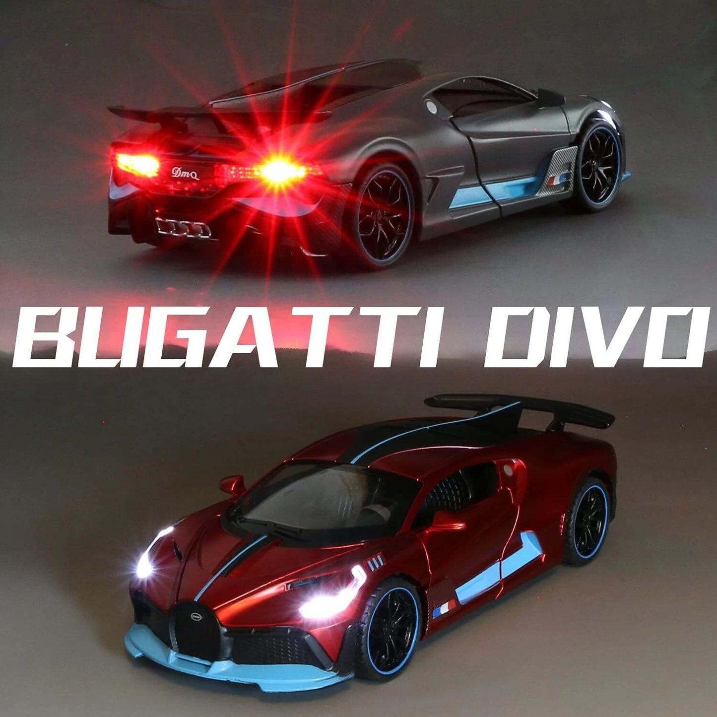 Bugatti Divo Die Cast Car 1:32 Metal Toy Sound Light Pull Back