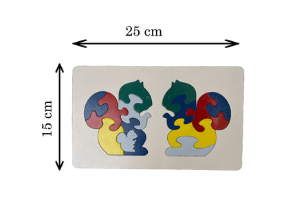 Wooden Multicolor Educational Squirrel Puzzle for Kids