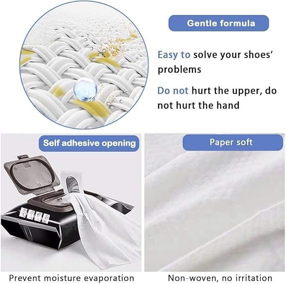 Natural Sneaker & Shoe Cleaner Wipes - 1 Pack of 80