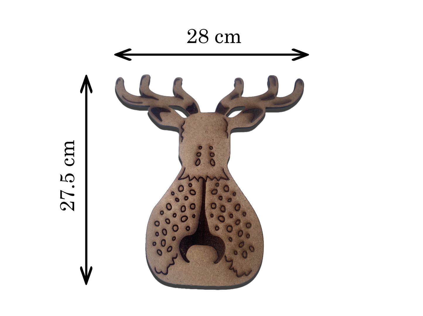 Wooden Reindeer Wall Décor – Rustic Brown Engraved Design