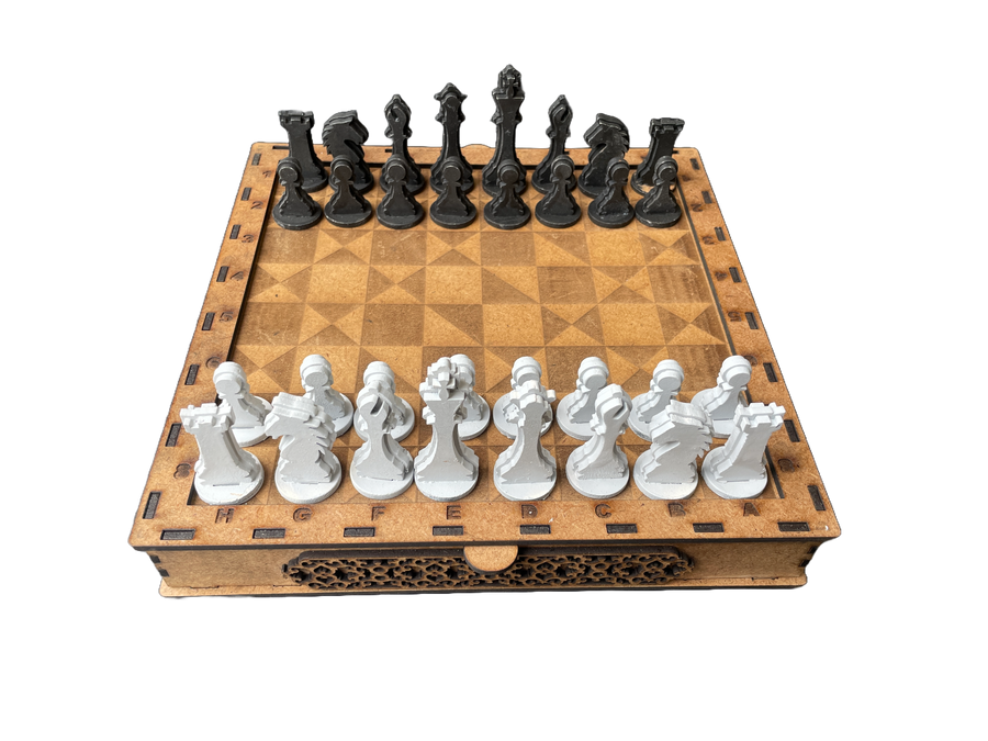 Wooden Chess Set – Traditional Laser-Cut Design