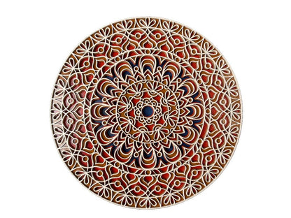 3D Layered Mandala Wall Art – Cream, Orange & Blue