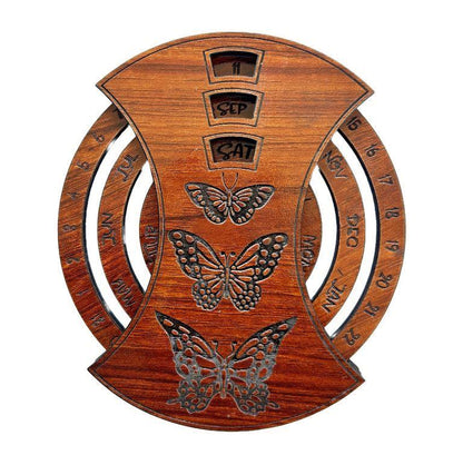 Rustic Wooden Wall Calendar – Butterfly Design