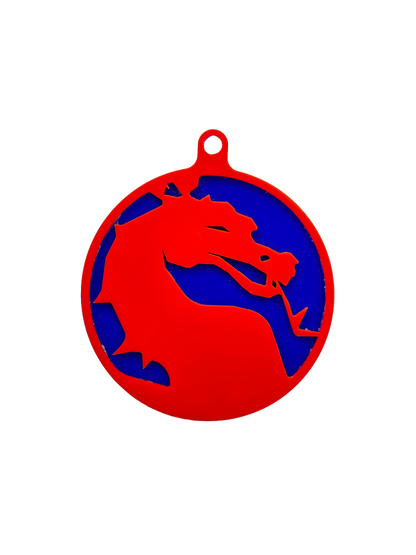 Dragon Logo Gaming Ornament – Red & Blue, 10cm