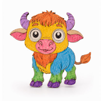 DIY Wooden Bull Coloring Craft for Kids | 4mm MDF