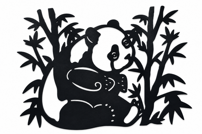 Cute Panda with Bamboo Wall Art | Premium Laminated MDF Wooden Wall Décor | Animal Theme Wall Hanging | Kids Room & Nursery Decoration | Cozy Carvings