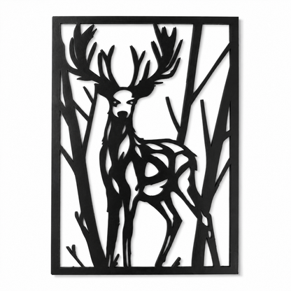 Cozy Carvings Majestic Deer Forest Wall Art | Premium Laminated MDF Decorative Wall Hanging | Modern Wildlife Home Decor | Laser Cut Wall Decoration