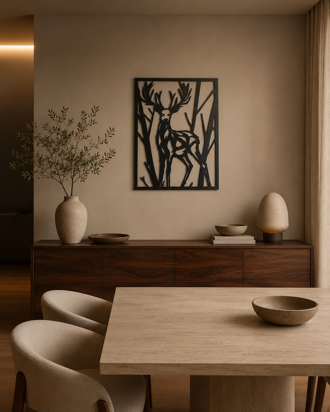Cozy Carvings Majestic Deer Forest Wall Art | Premium Laminated MDF Decorative Wall Hanging | Modern Wildlife Home Decor | Laser Cut Wall Decoration