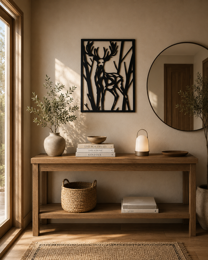 Cozy Carvings Majestic Deer Forest Wall Art | Premium Laminated MDF Decorative Wall Hanging | Modern Wildlife Home Decor | Laser Cut Wall Decoration