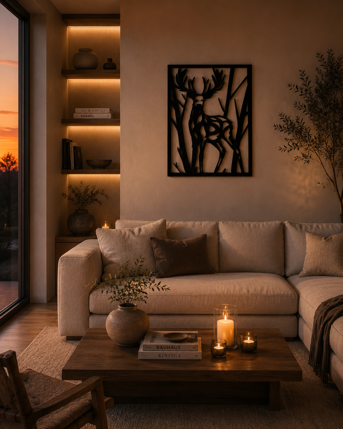 Cozy Carvings Majestic Deer Forest Wall Art | Premium Laminated MDF Decorative Wall Hanging | Modern Wildlife Home Decor | Laser Cut Wall Decoration
