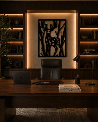 Cozy Carvings Majestic Deer Forest Wall Art | Premium Laminated MDF Decorative Wall Hanging | Modern Wildlife Home Decor | Laser Cut Wall Decoration