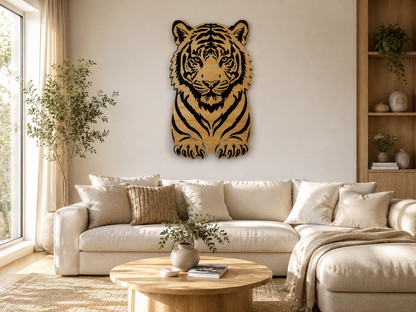 Cozy Carvings Premium Tiger Wall Art | Laser Cut Laminated MDF Wall Décor | Modern Animal Wall Hanging | 4 mm Premium MDF | Living Room, Bedroom & Office Decoration