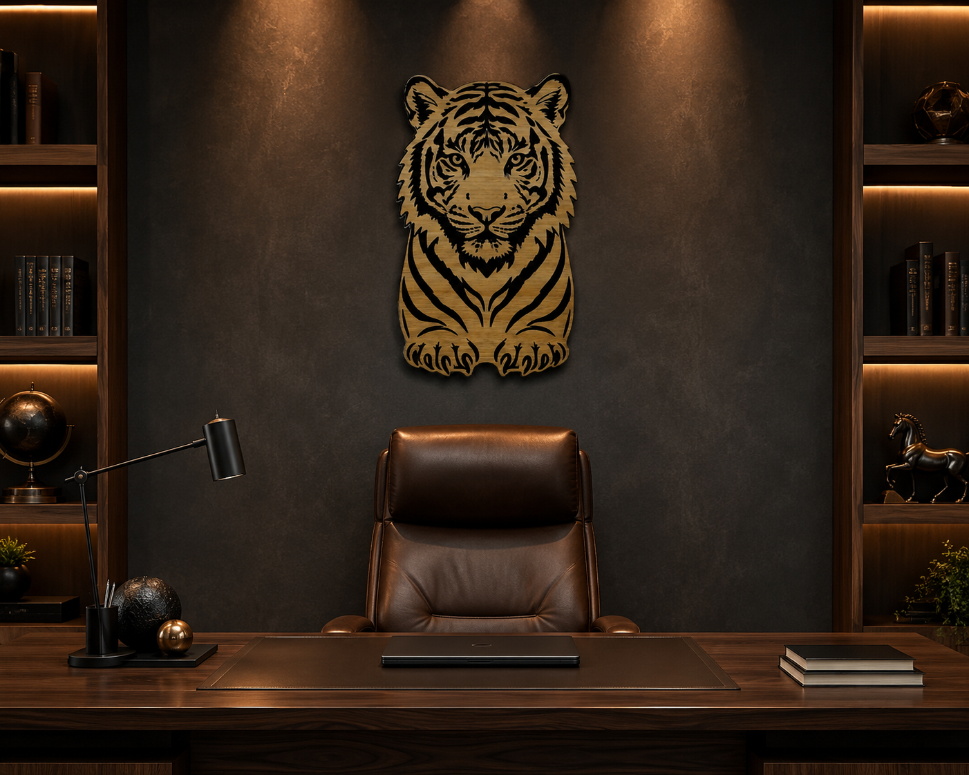 Cozy Carvings Premium Tiger Wall Art | Laser Cut Laminated MDF Wall Décor | Modern Animal Wall Hanging | 4 mm Premium MDF | Living Room, Bedroom & Office Decoration