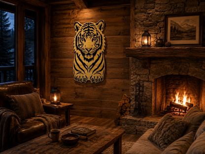 Cozy Carvings Premium Tiger Wall Art | Laser Cut Laminated MDF Wall Décor | Modern Animal Wall Hanging | 4 mm Premium MDF | Living Room, Bedroom & Office Decoration