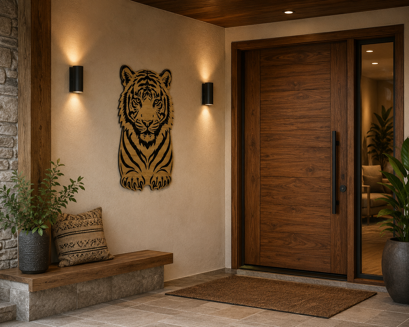 Cozy Carvings Premium Tiger Wall Art | Laser Cut Laminated MDF Wall Décor | Modern Animal Wall Hanging | 4 mm Premium MDF | Living Room, Bedroom & Office Decoration