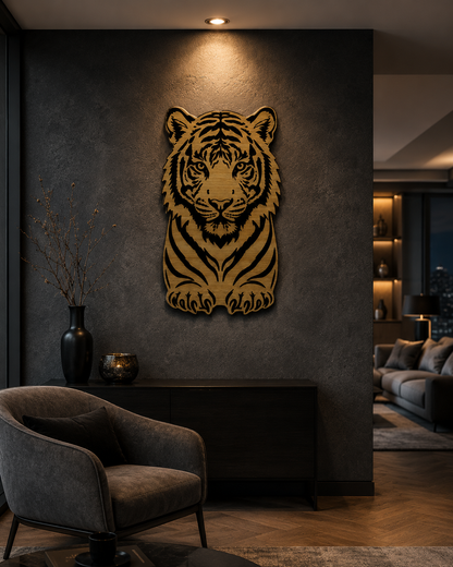 Cozy Carvings Premium Tiger Wall Art | Laser Cut Laminated MDF Wall Décor | Modern Animal Wall Hanging | 4 mm Premium MDF | Living Room, Bedroom & Office Decoration