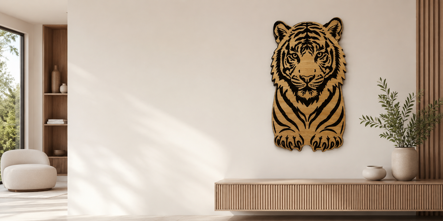Cozy Carvings Premium Tiger Wall Art | Laser Cut Laminated MDF Wall Décor | Modern Animal Wall Hanging | 4 mm Premium MDF | Living Room, Bedroom & Office Decoration