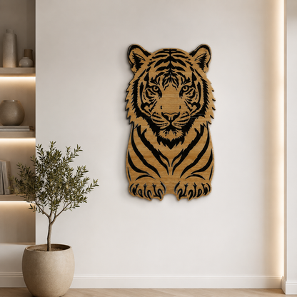 Cozy Carvings Premium Tiger Wall Art | Laser Cut Laminated MDF Wall Décor | Modern Animal Wall Hanging | 4 mm Premium MDF | Living Room, Bedroom & Office Decoration