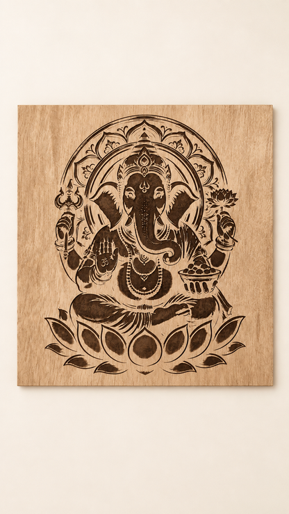 Premium Lord Ganesha Wooden Wall Art | Intricate Laser Engraved MDF Wall Décor | Spiritual Indian Home Décor