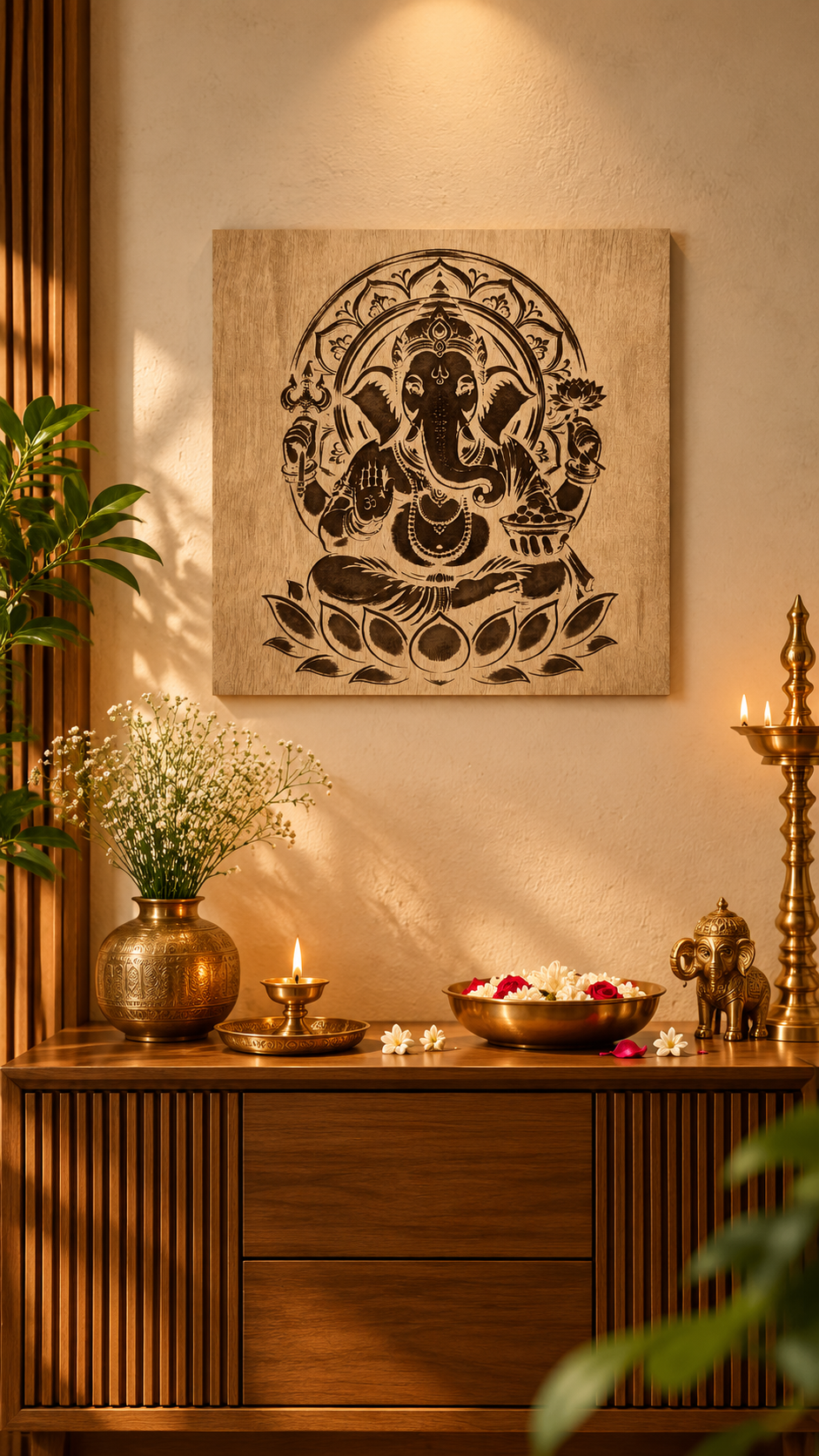 Premium Lord Ganesha Wooden Wall Art | Intricate Laser Engraved MDF Wall Décor | Spiritual Indian Home Décor