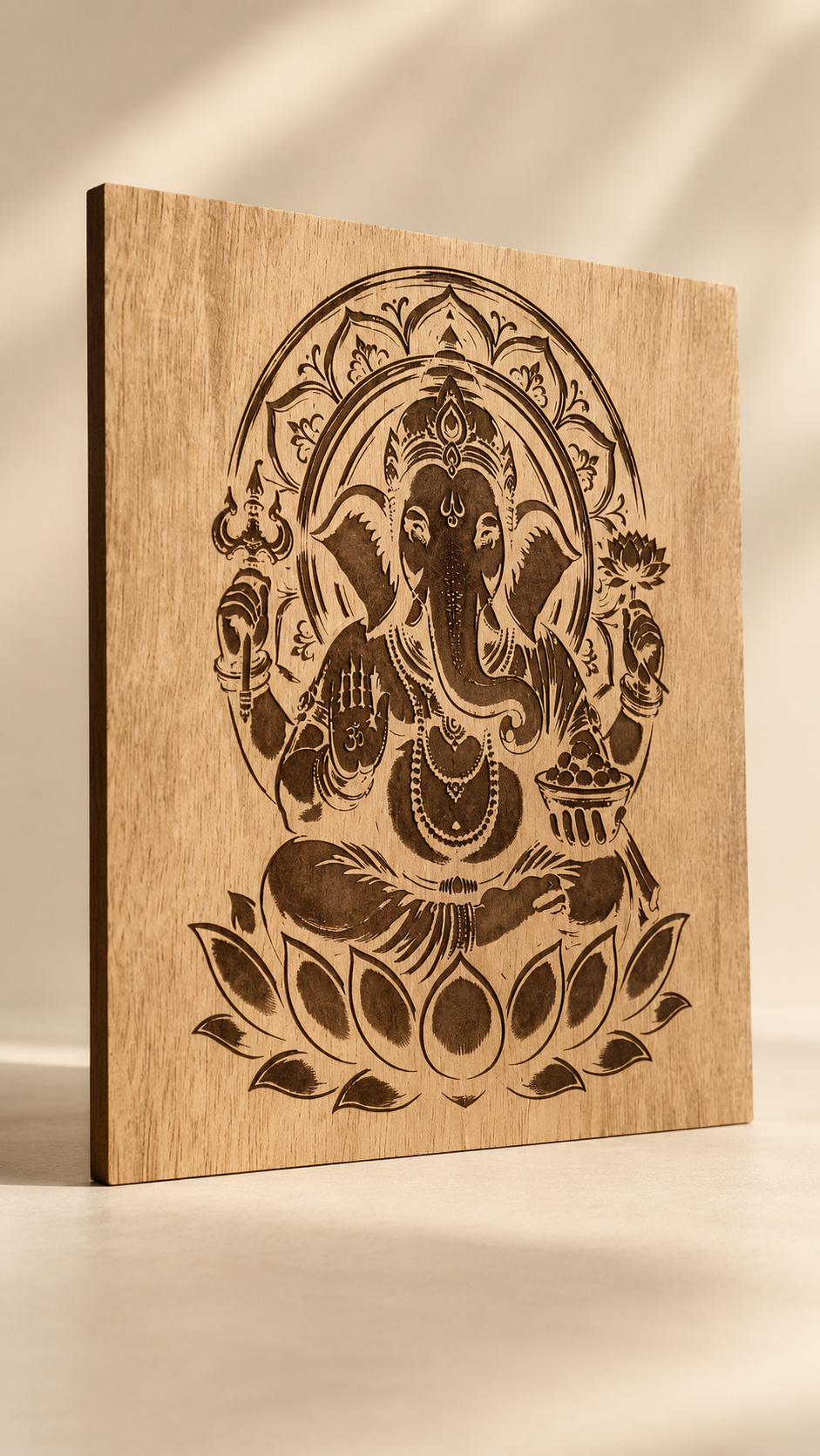 Premium Lord Ganesha Wooden Wall Art | Intricate Laser Engraved MDF Wall Décor | Spiritual Indian Home Décor