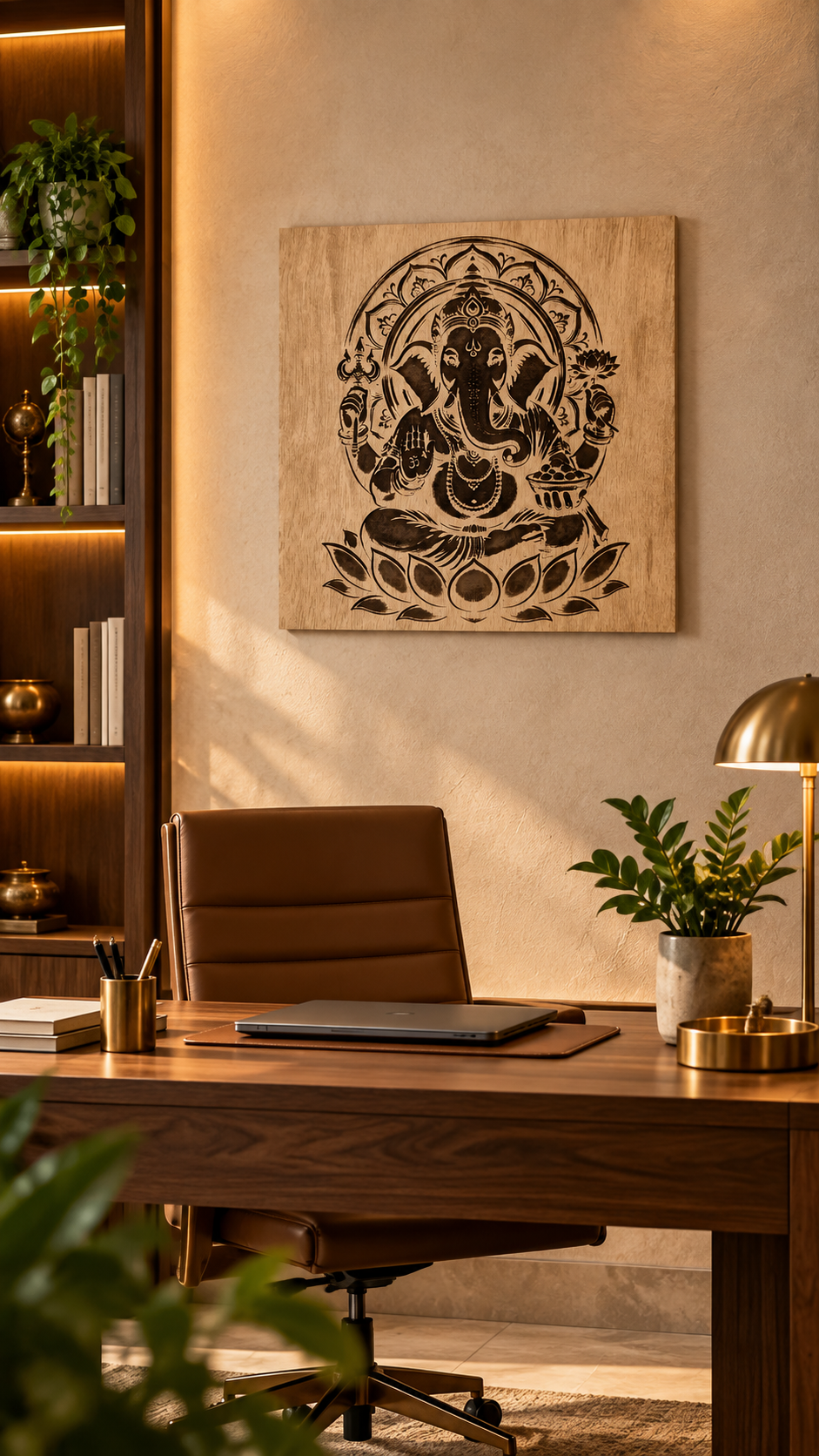 Premium Lord Ganesha Wooden Wall Art | Intricate Laser Engraved MDF Wall Décor | Spiritual Indian Home Décor