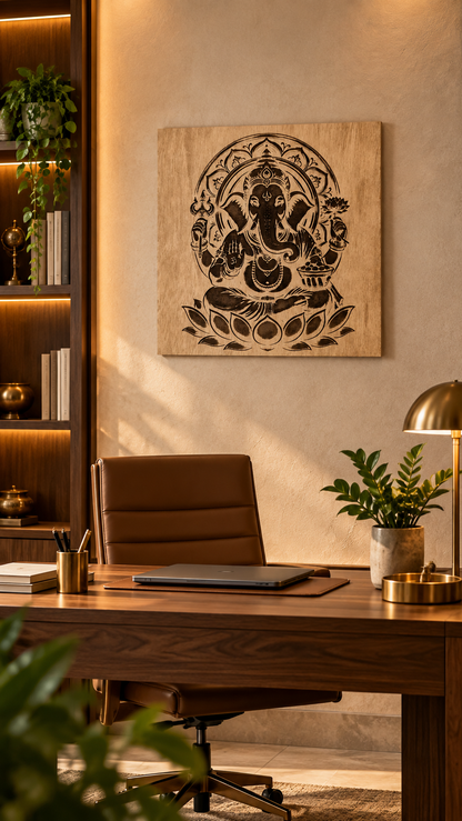 Premium Lord Ganesha Wooden Wall Art | Intricate Laser Engraved MDF Wall Décor | Spiritual Indian Home Décor