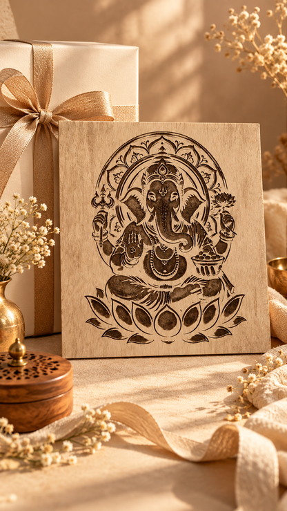 Premium Lord Ganesha Wooden Wall Art | Intricate Laser Engraved MDF Wall Décor | Spiritual Indian Home Décor