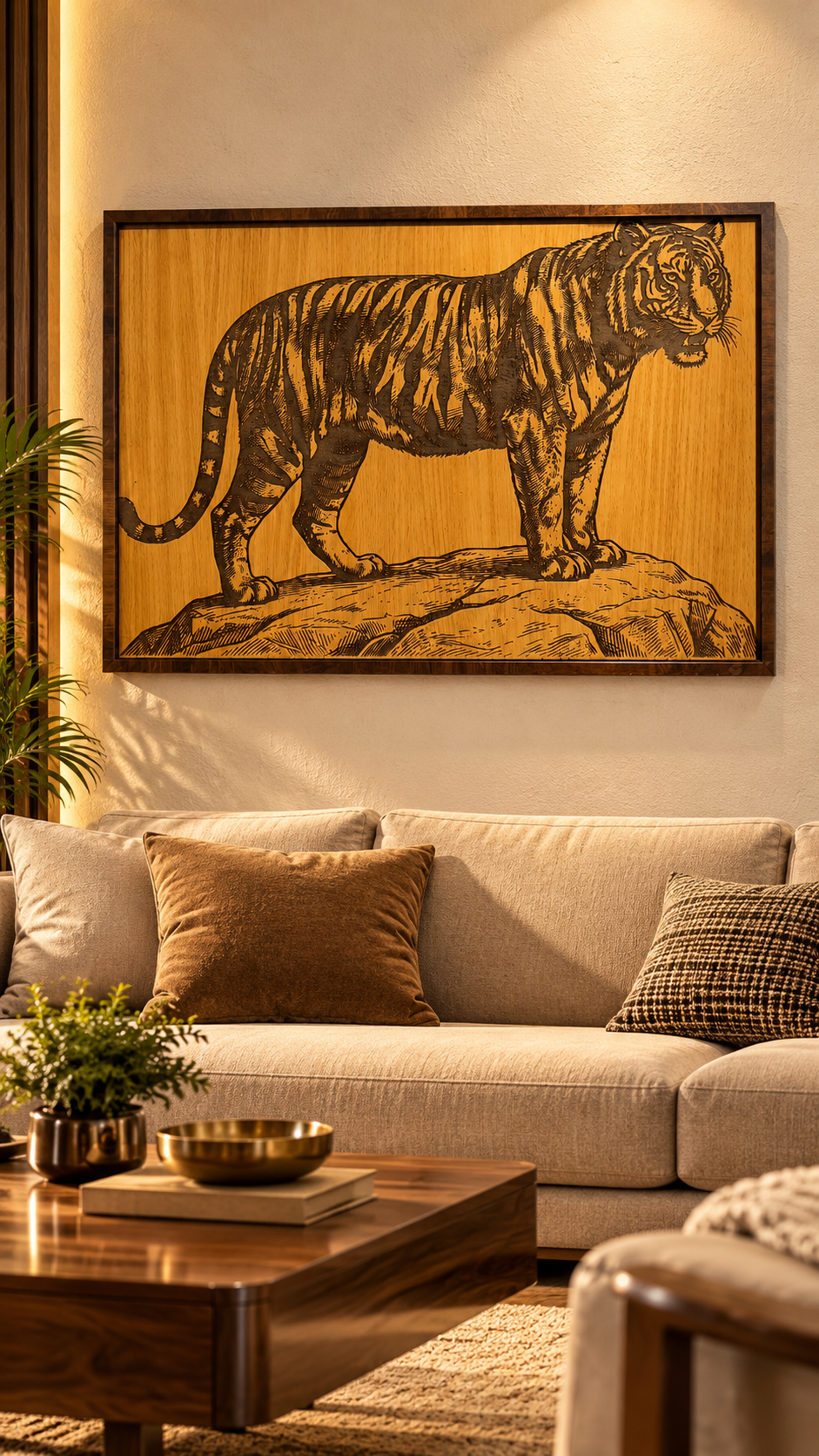 Majestic Tiger Wall Art – Premium Laminated MDF | Cozy Carvings