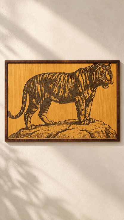 Majestic Tiger Wall Art – Premium Laminated MDF | Cozy Carvings