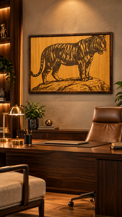 Majestic Tiger Wall Art – Premium Laminated MDF | Cozy Carvings