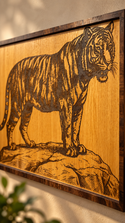 Majestic Tiger Wall Art – Premium Laminated MDF | Cozy Carvings